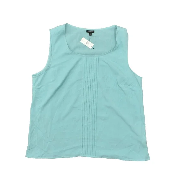NEW Talbots Women's Plus Size 18 Blouse Top Sleeveless Blue Polyester Scoop Nec - Picture 1 of 8